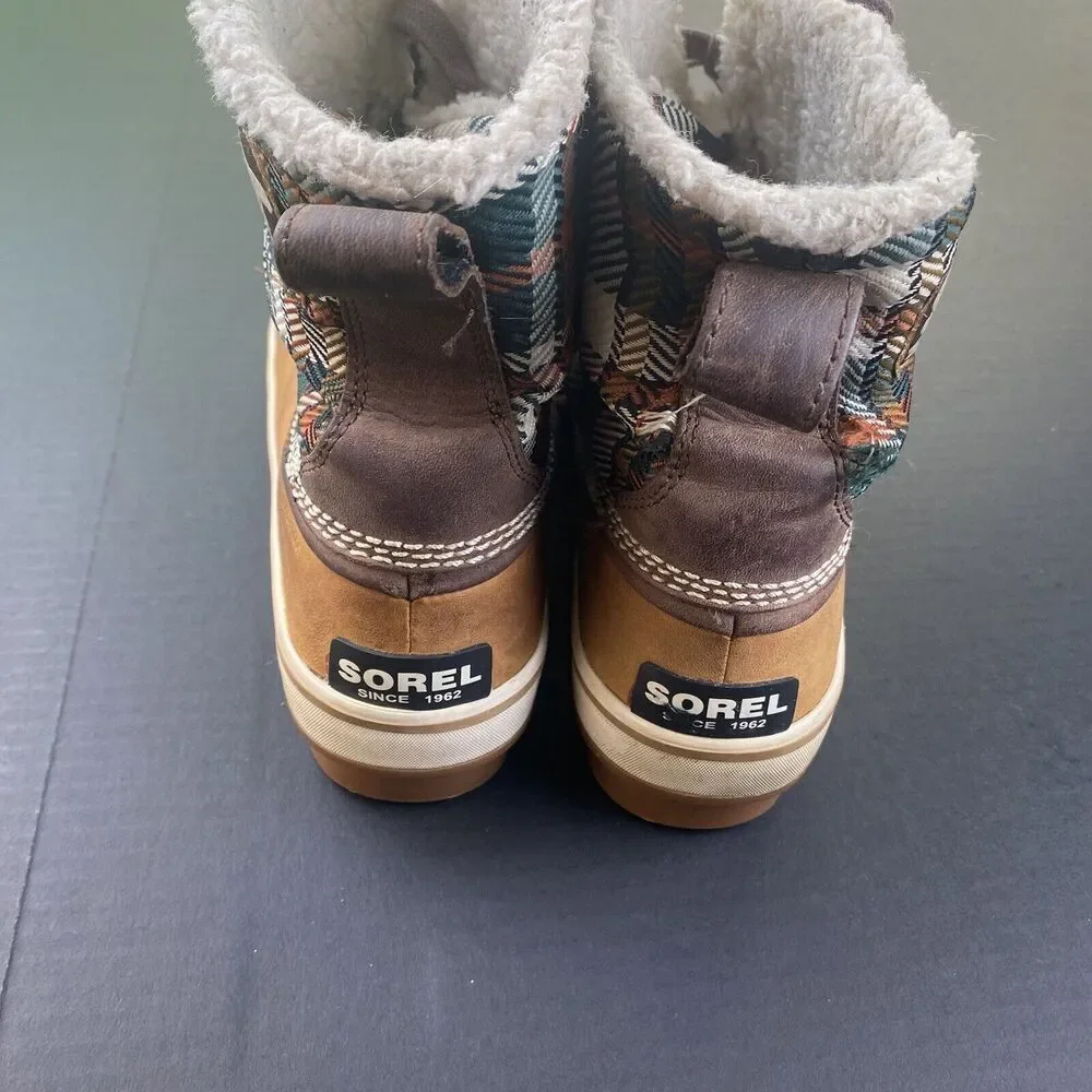 Womens Sorel Plaid Duck Boots Sz‎ 6.5 US/ 5 UK/ 38NL 1799-208 Waterproof Shoes